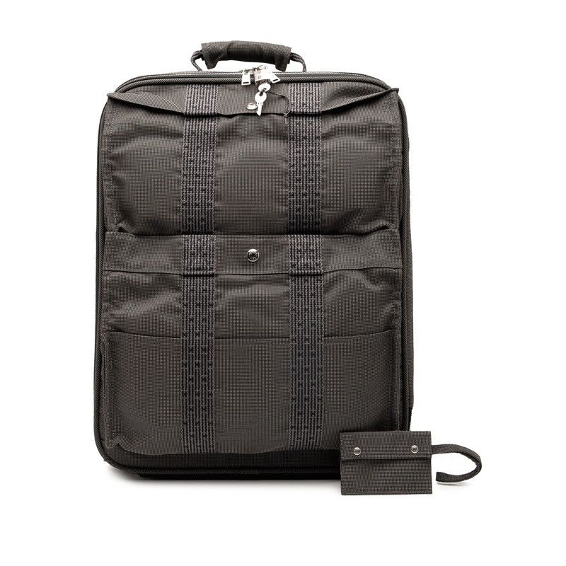 エルメス エールライン キャリーバッグ スーツケース グレー シルバー金具 キャンバス レディース HERMES 1-0234837