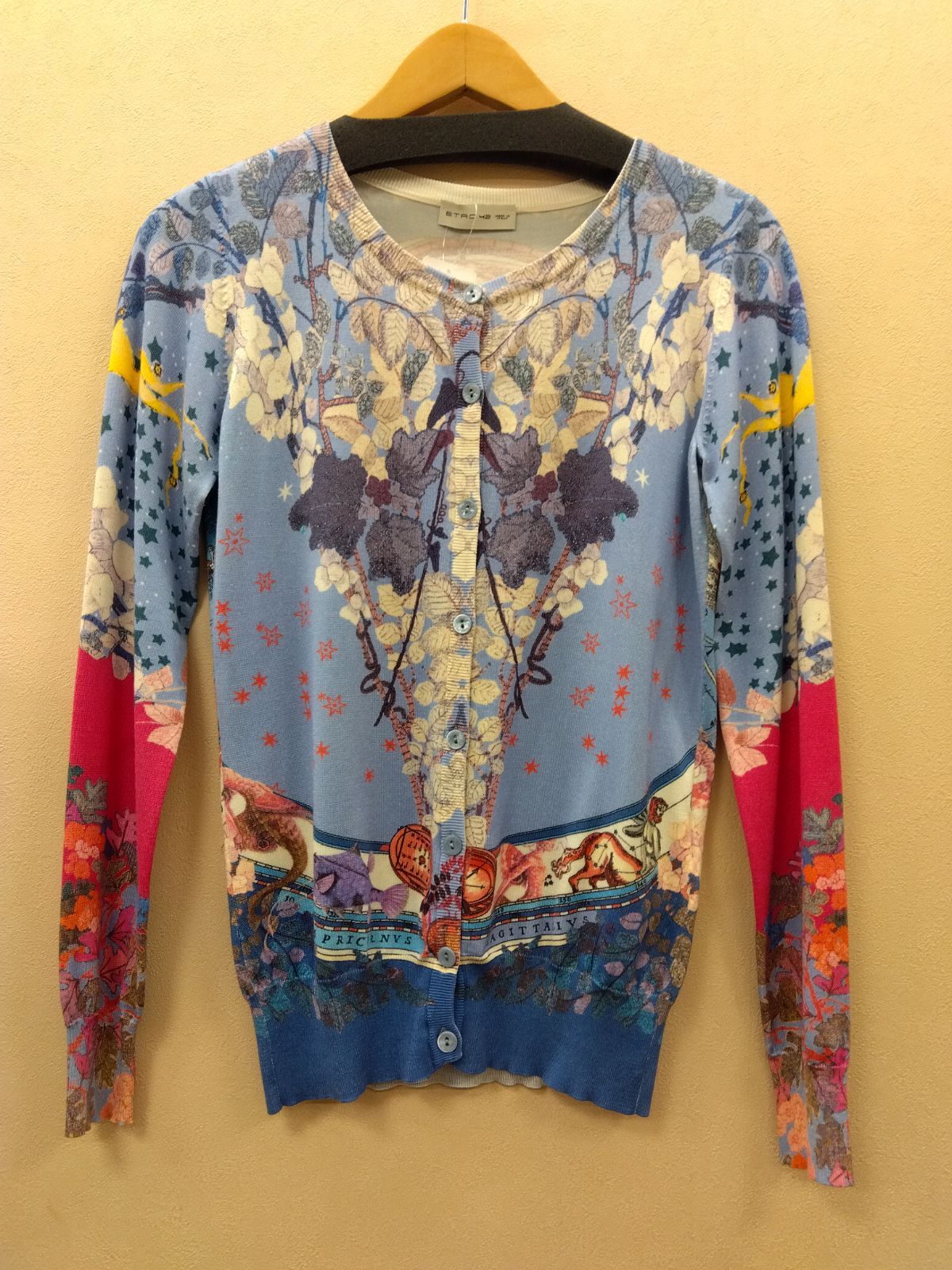 М11 エトロ Etro マルチ シルク ポリウレタン 伸縮性 長袖 カーディガン