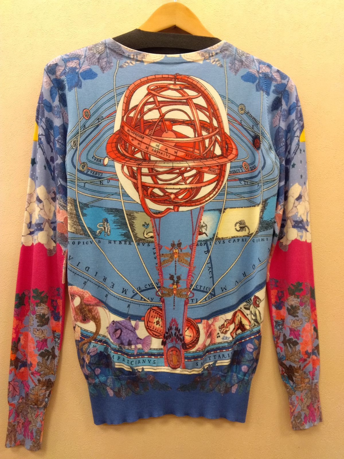 М11 エトロ Etro マルチ シルク ポリウレタン 伸縮性 長袖 カーディガン