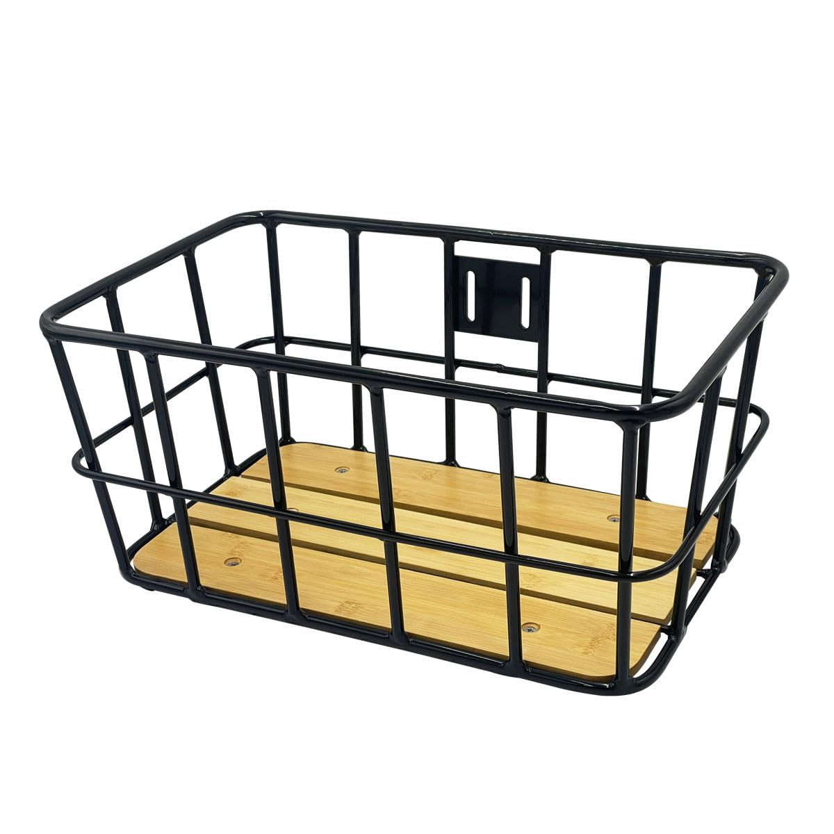 ノグチ NOGUCHI 2025 底板変更 溶接強化 自転車 カゴ アルミパイプ 大型ワイヤーバスケット底板付き ブラック フロントバスケット CK-64