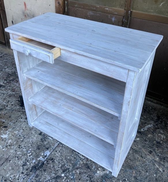 〔受注製作 受付カウンター ホワイトシャビー レジカウンターテーブル 1ドロワー