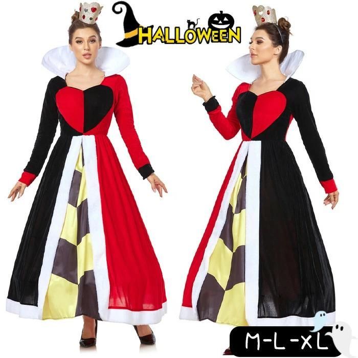 送料無料 ハロウィン 衣装 ハートの女王 コスプレ 大人 2点セット コスチューム チュチュスカート 女王 レディース 魔女 レゼント なりきり