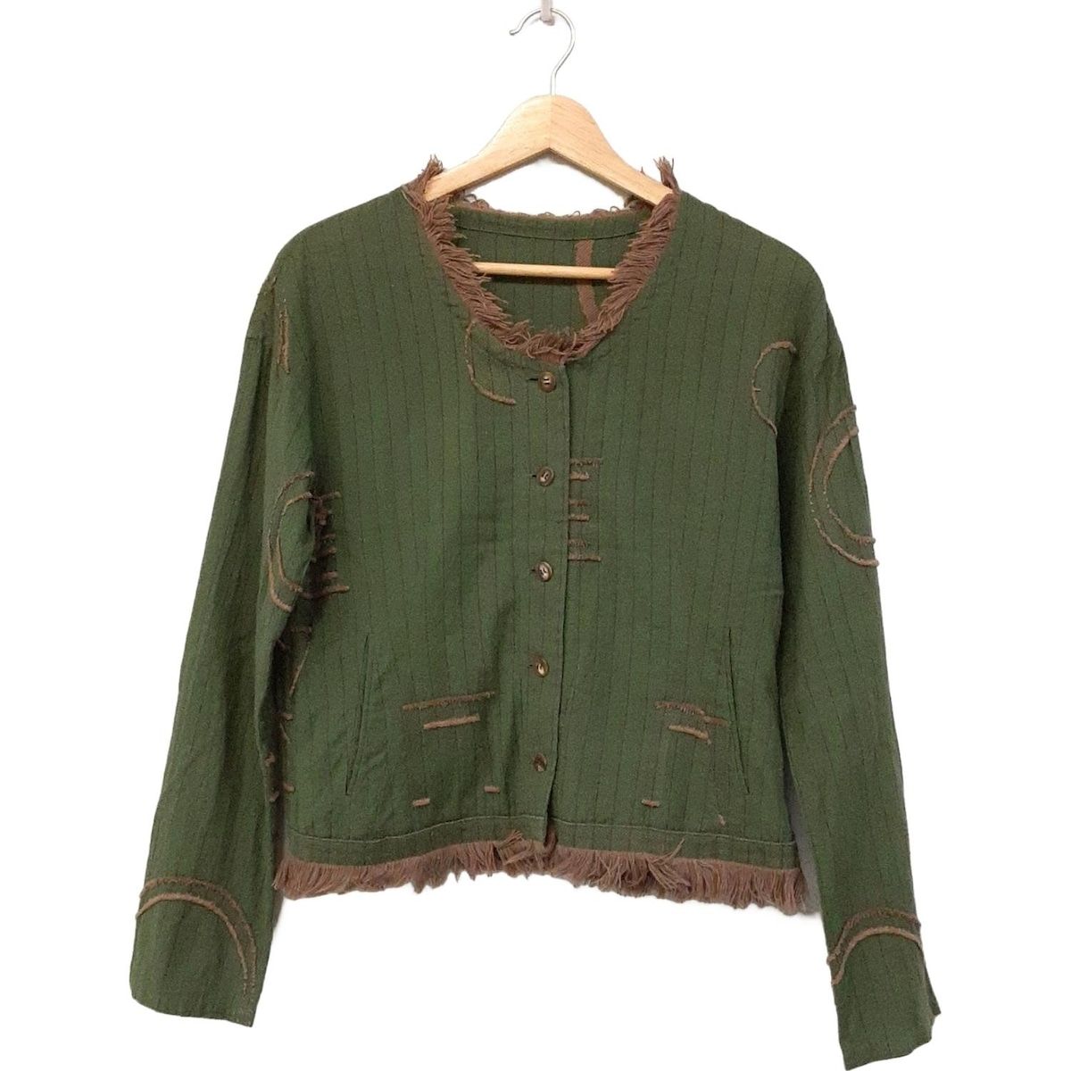 HaaT HeaRT ハート カーディガン サイズ2 M レディース - ダークグリーン×グレーベージュ 長袖