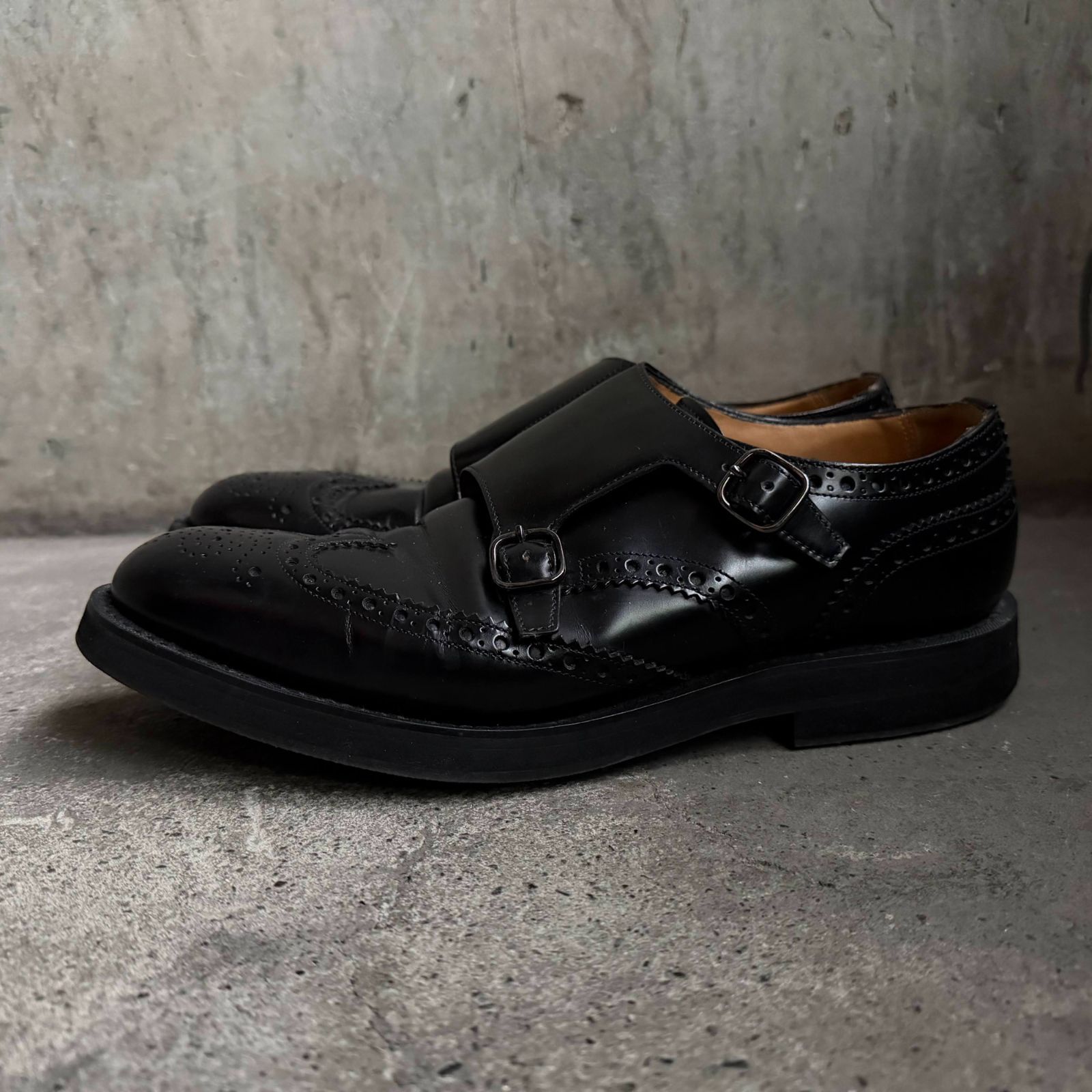 Church s KELBY 2 ダブルモンク ウイングチップ レザーシューズ ブラック 27cm 80Fラスト チャーチ ケルビー 6173