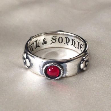 再利用 ジブリ美術館限定 ハウルの動く城 シルバー 赤リング ハウルの指輪 12号 スワロフスキー