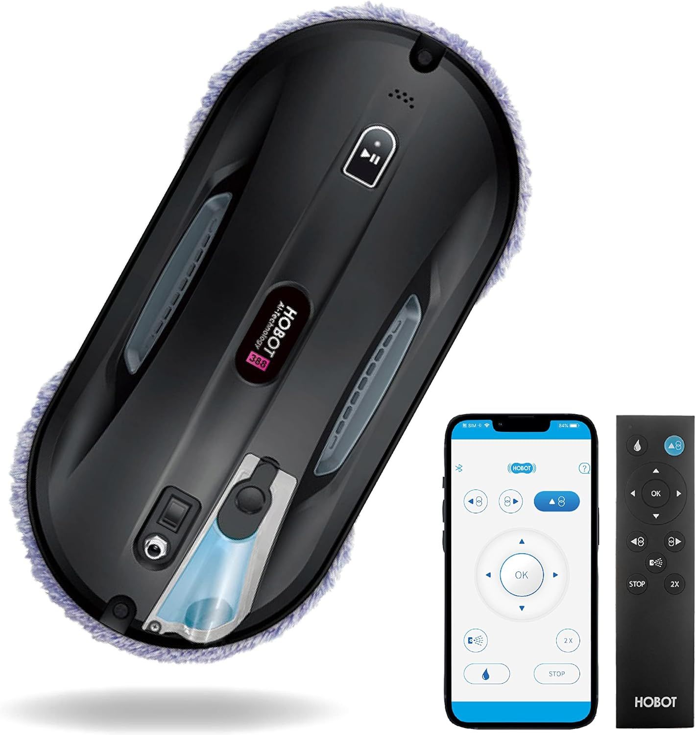 再利用 HOBOT ホボット 全自動の窓掃除 HOBOT-388 ホボット 窓拭きロボット AI搭載 日本語カスタマーサポート ガラス 水拭き 乾拭き