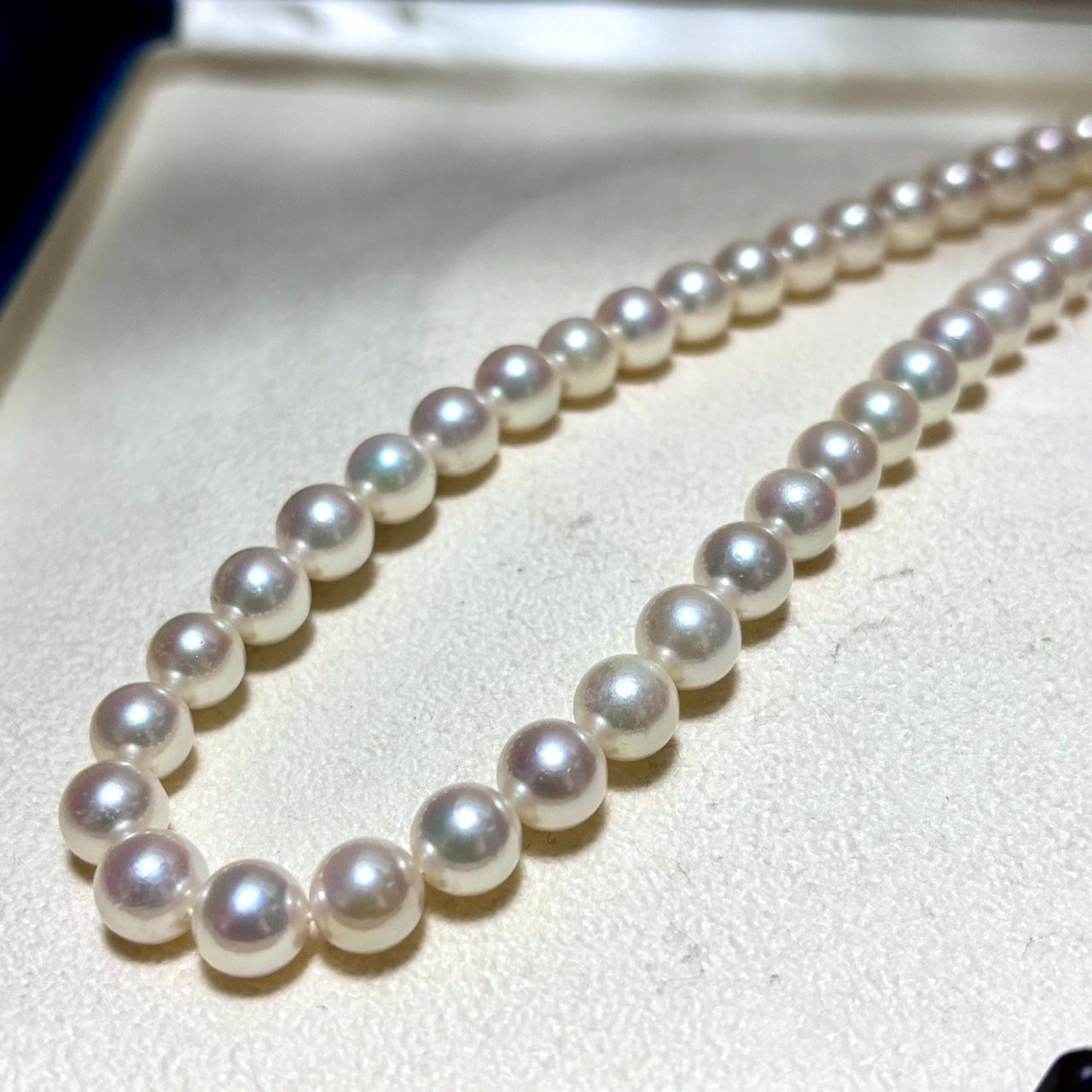【テリ強 干渉色◎】あこや本真珠 パールネックレス 約7.0-7.5mm 41㎝ テリ強】アコヤパール ネックレス 約7~7.5mm 約42cm シルバー金具 テリ強】