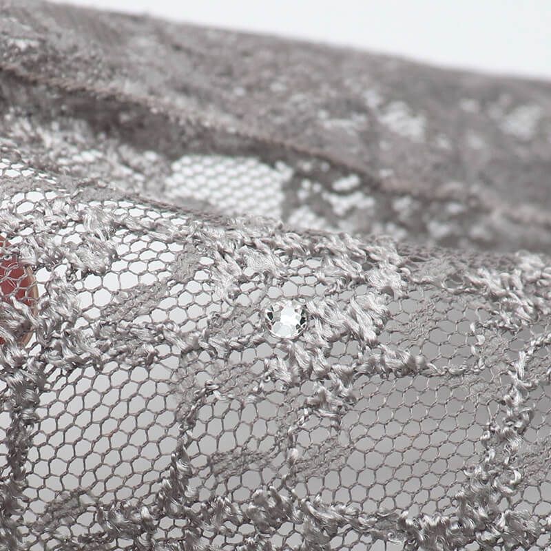 帯揚げ 振袖用 ポリエステル 成人式 晴れ着 チャコールグレー レース クリスタル付き 長さ168cm 幅29cm 着付け小物 和装小物 振袖小物