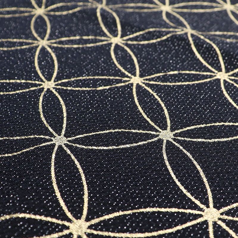 帯揚げ 振袖用 正絹 縮緬 成人式 晴れ着 黒 七宝柄 キラキラ 長さ162cm 幅28.5cm 着付け小物 和装小物 振袖小物