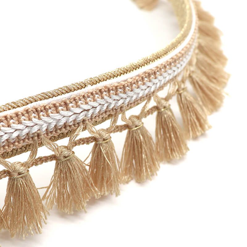 帯締め 振袖用 飾り付き 正絹 平組 白 金 フリンジ付き 華やか 長さ156cm 幅2cm 着付け小物 和装小物