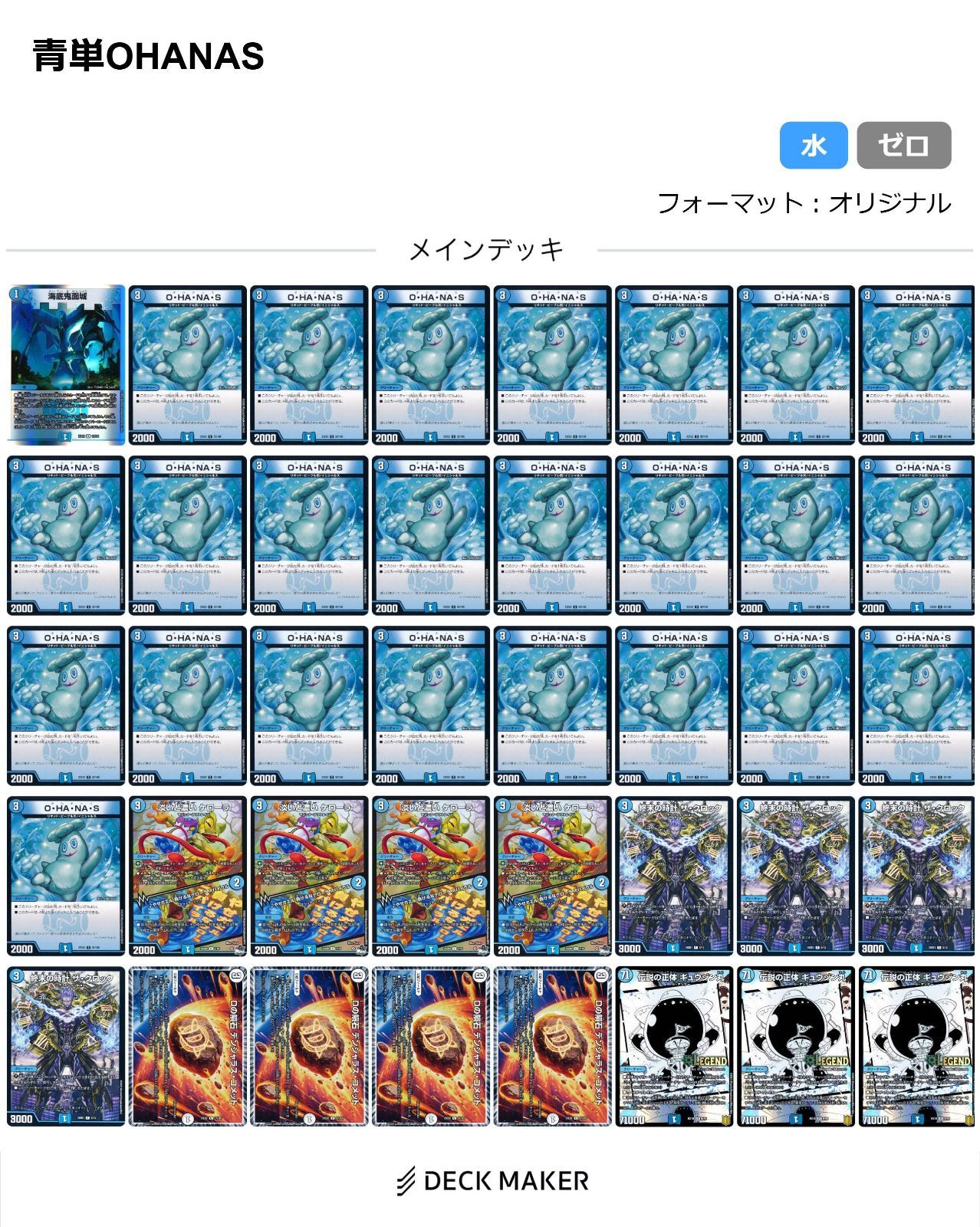 匿名配送！24時間以内発送！】構築済み青単OHANASデッキ 匿名配送