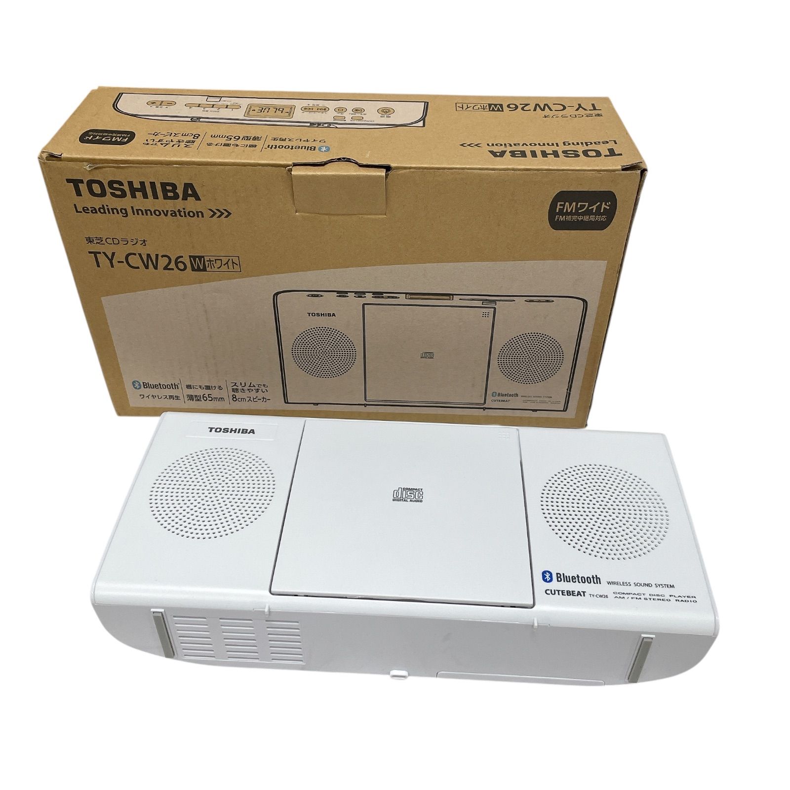 WJ68 東芝 CDラジオ Bluetooth搭載 TY-CW26-W ホワイト コンパクト