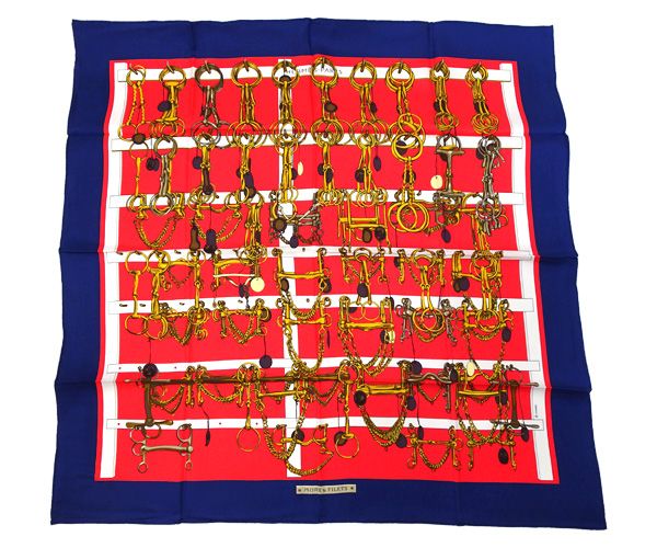 質コニシ】【HERMES/エルメス】カレ90 スカーフ MORS&FILETS 馬と 質コニシ】【HERMES/エルメス】カレ90 スカーフ MORS&FILETS 馬と
