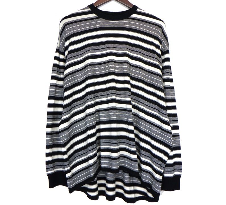 ポリプロイド POLYPLOID 25AW OVERSIZE LONGSLEEVE B 7 001 060 カシミア シルク ボーダー オーバーサイズ ロングスリーブ 長袖 カットソー 44892