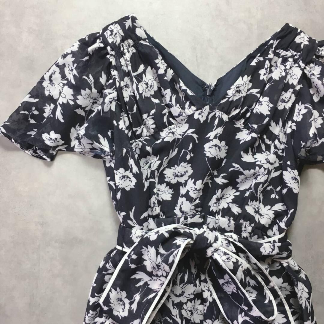 WQ290 Her lip to Camellia Voile Belted Dress S 紺 白 ハーリップトゥ