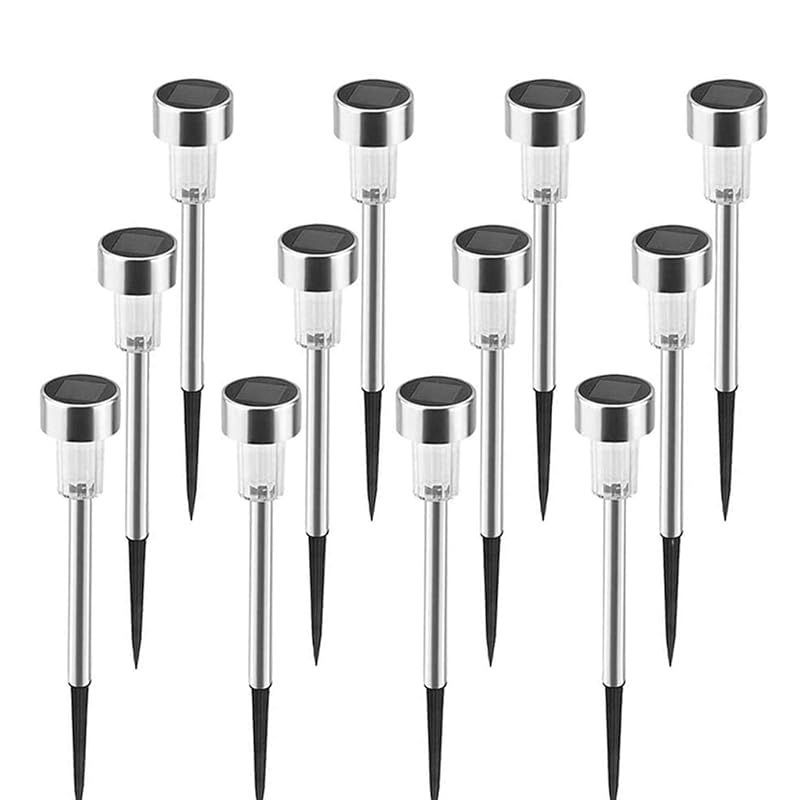 LEDガーデンライト 12本セット ソーラーライト 埋め込み式防水ライト 光センサーで夜間自動点灯ライト 防犯ライト ソーラー充電式 ガーデン、庭、芝生、公園に適うアウトドア用ライト 昼白