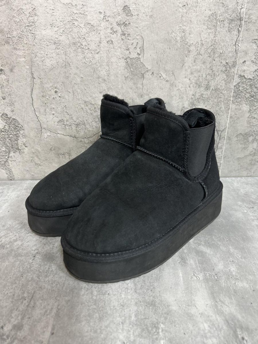 emu エミュー オーストラリア 厚底 ムートン ブーツ size24.5cm 黒 ◆ ◎メンズ