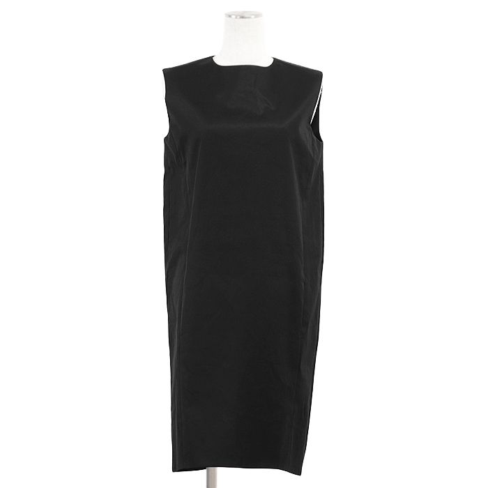 YOKO CHAN ヨーコチャン ワンピース ノースリーブ コットンツイル フロントポケット バックファスナー 無地 ドレス レディース サイズ 38 ブラック 黒 日本製 YCD-14SSC-107