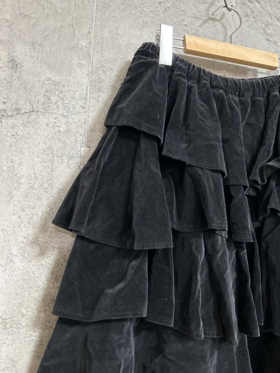 robe de chambre コムデギャルソン ティアード スカート 黒 レディース