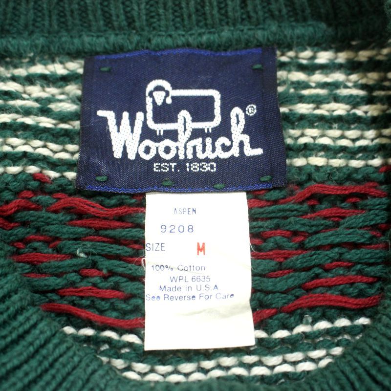 WOOLRICH USA製 80s ニットセーター バーズアイ ウールリッチ 70s USA製 ウールリッチ バーズアイ ニット セーター メンズ