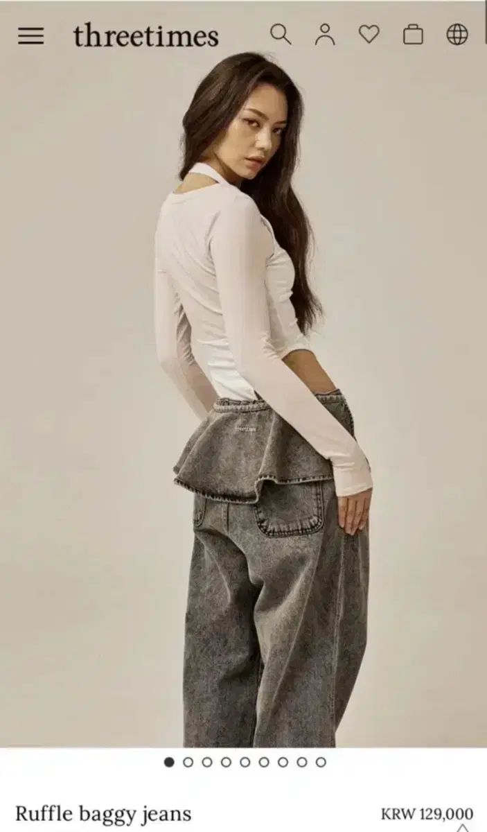 スリータイムズ フリル バギーパンツS