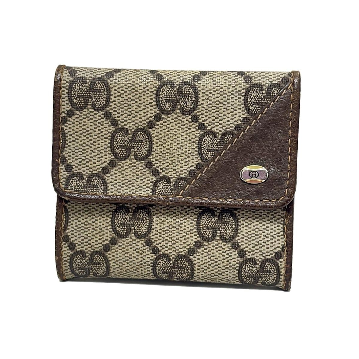 GUCCI グッチ コインケース GGプラス GGスプリーム ベージュ×ダークブラウン レザー