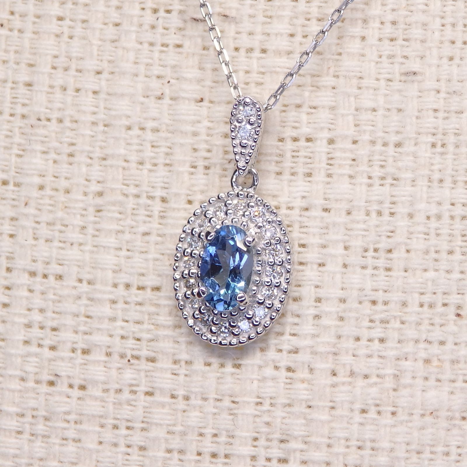 アクアマリン ネックレス チェーン付き Z5808 0.23ct プラチナPt オーバル小判 ソーティング付き