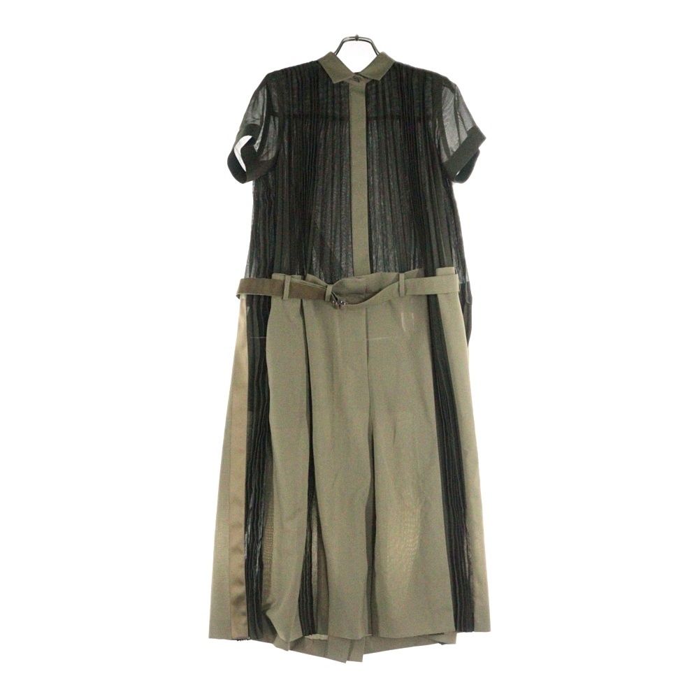 Sacai (サカイ) 22AW プリーツ ドッキング 半袖 シャツ ワンピース