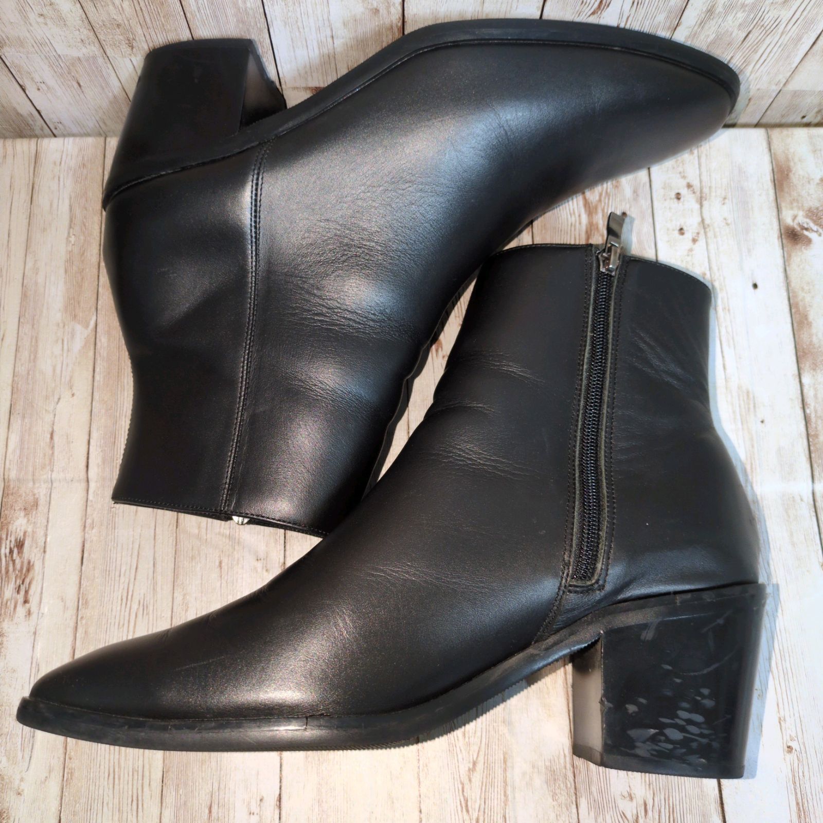Lui s ルイス ヒールブーツ レザー サイドジップブーツ メンズ革靴 25.5 26 cm相当 ブラック 黒