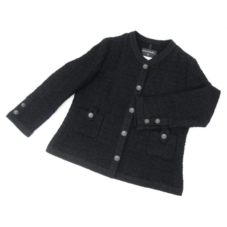シャネル CHANEL ノーカラージャケット 黒 - メルカリ