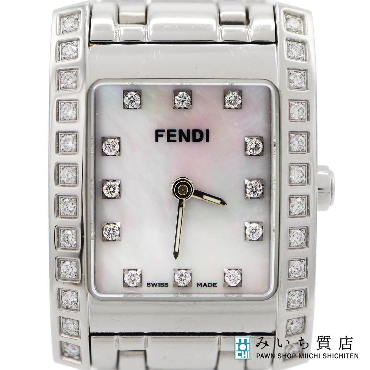 稼働 腕時計 FENDI フェンディ 136-7000L-935 ダイヤ ケース 箱有 シェル文字盤 2025.10電池交換済 H20557