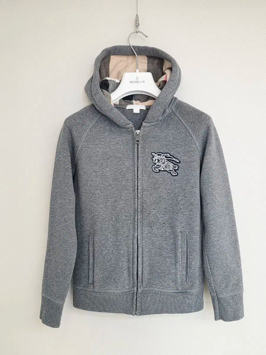 BURBERRY バーバリー キッズ グレー コットン フード 起毛 ジップアップ 10Y