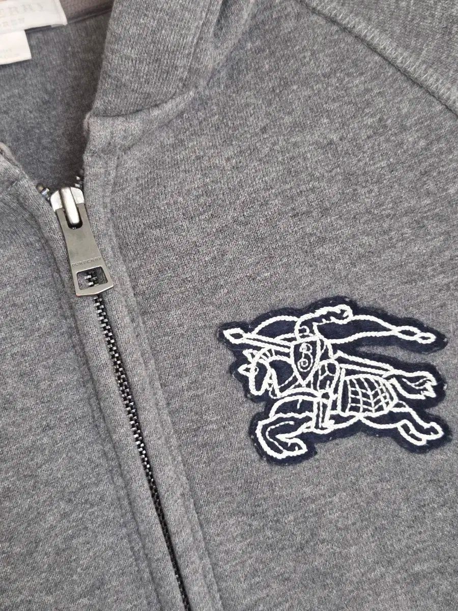 バーバリー キッズ グレー コットン フード 起毛 ジップアップ 10 Y