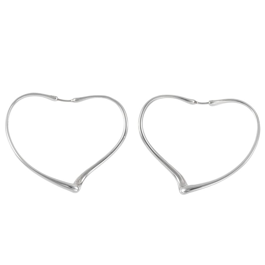 TIFFANY-Co. ティファニー エルサペレッティ オープン ハート フープ ピアス ミディアム イヤリング シルバー
