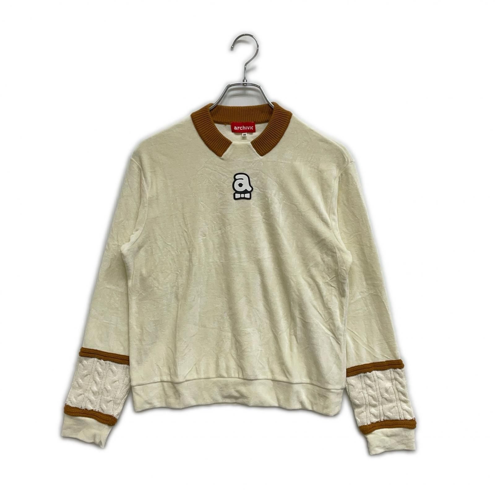 レディース アルチビオ archivio カットソー 38 M 白 ホワイト 長袖 ベロア