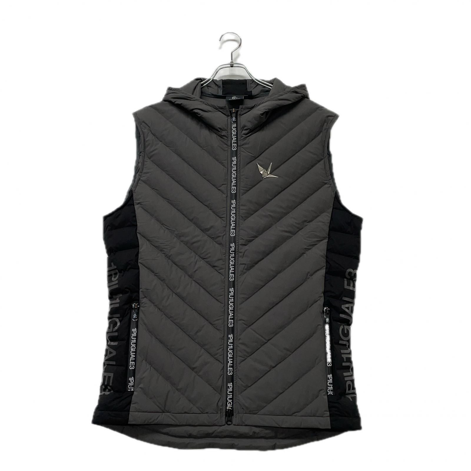 メンズ ウノピュウノウグァーレトレ 1piu1uguale3 ダウンベスト 6 LL グレー フーディ フルジップ ロゴマーク