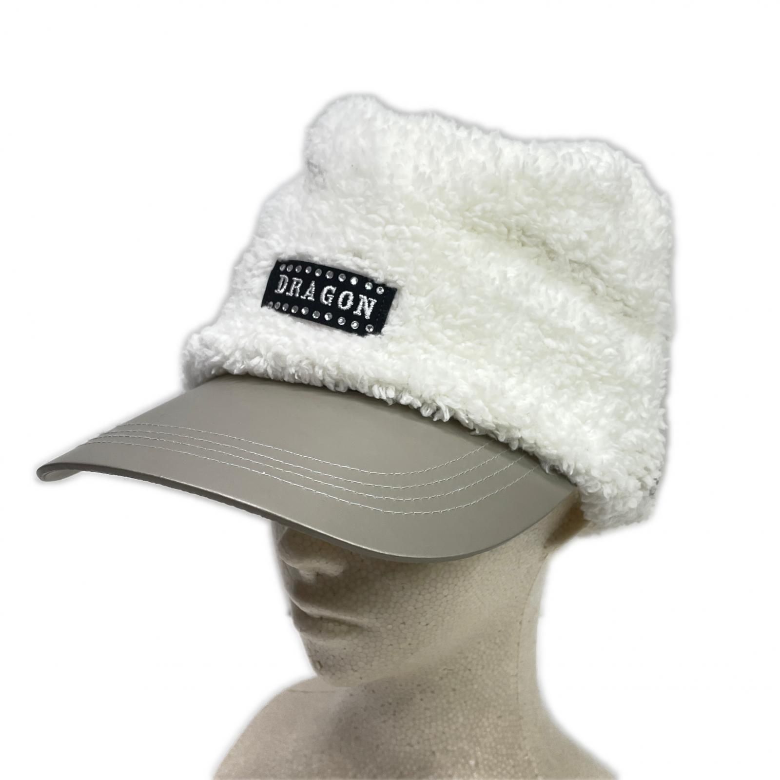ダンスウィズドラゴン DANCE WITH DRAGON サンバイザー フリー ホワイト＆ミルクティベージュ 3WAY ボアキャップ＆サンバイザー