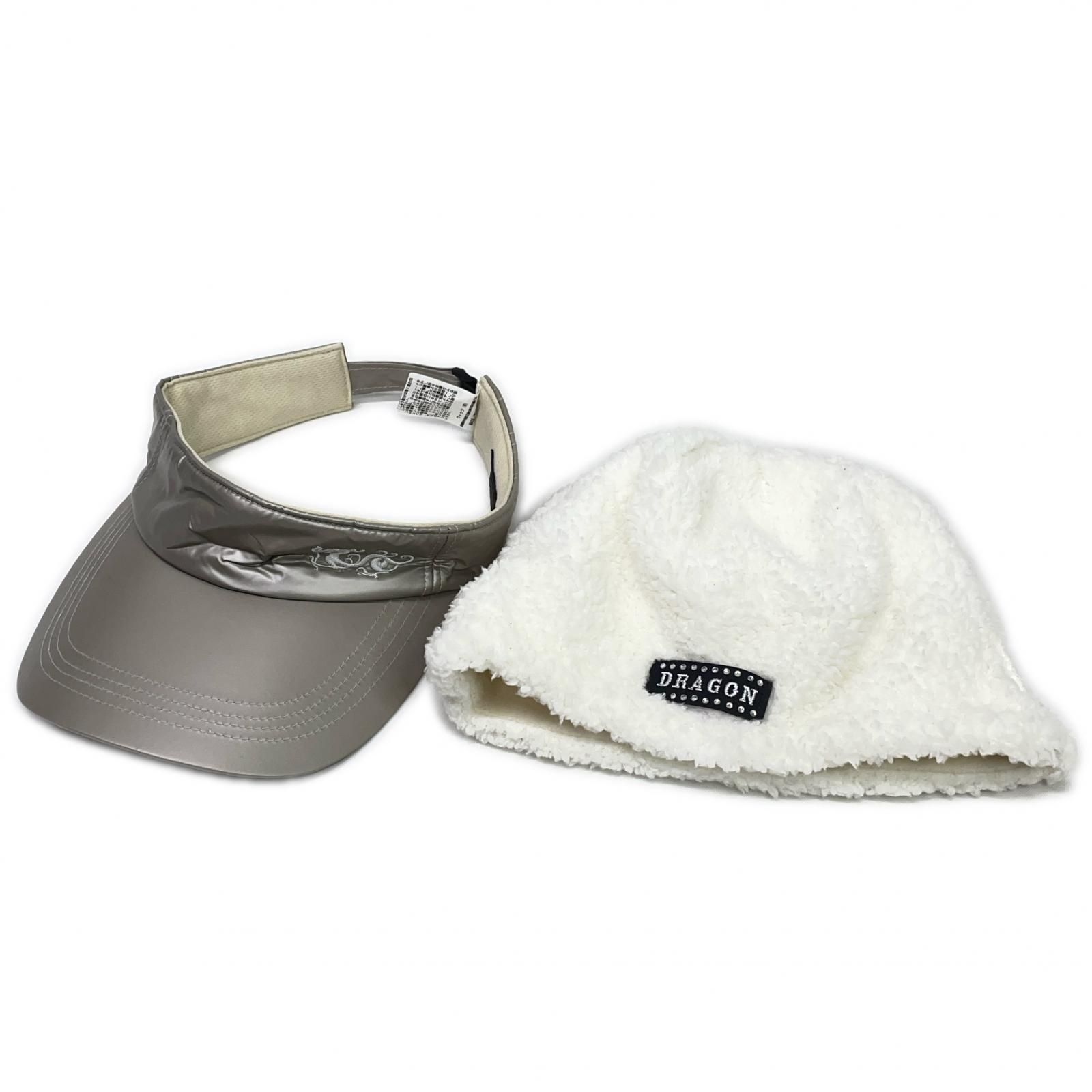 ダンスウィズドラゴン DANCE WITH DRAGON サンバイザー フリー ホワイト＆ミルクティベージュ 3WAY ボアキャップ＆サンバイザー LLC-HASEGAWATOSO_COM