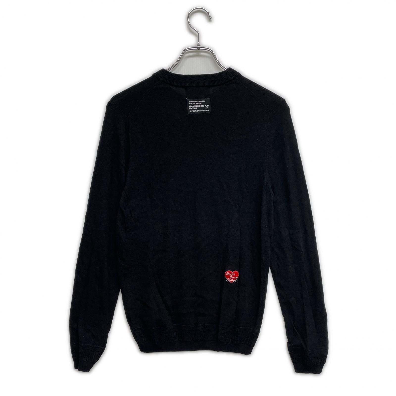 レディース マスターバニーエディション MASTER BUNNY EDITION セーター 0 S 黒 ロゴプリント シルク混 ハートモチーフ