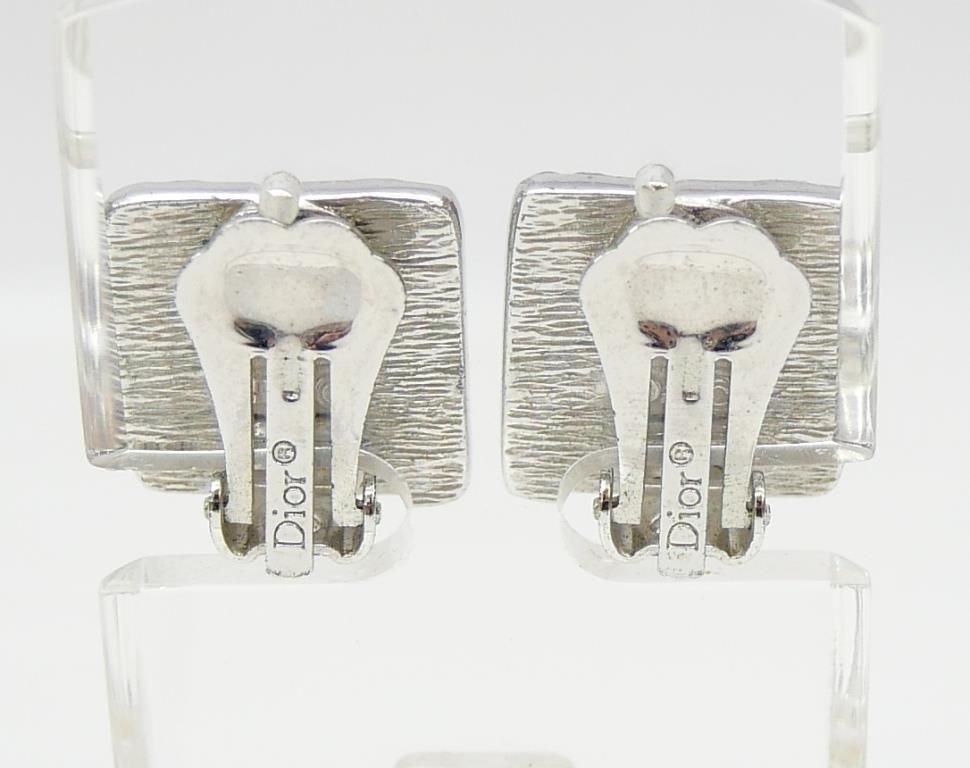 C ディオール Christian Dior トロッター イヤリング ロゴ ブルー