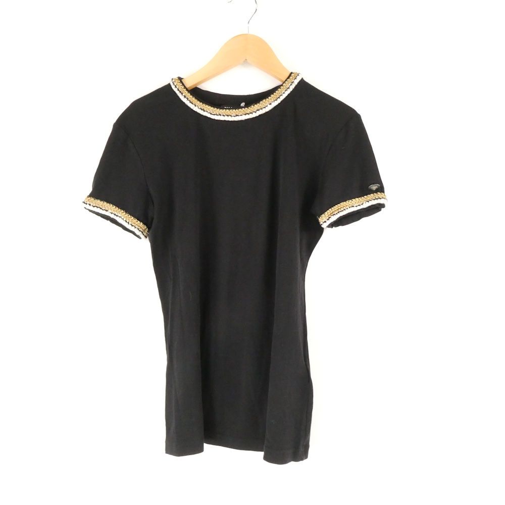 CHANEL シャネル P56888V36272 ツイードネックTシャツ 34 コットン100％ 半袖 トップス レディース AC1625W1