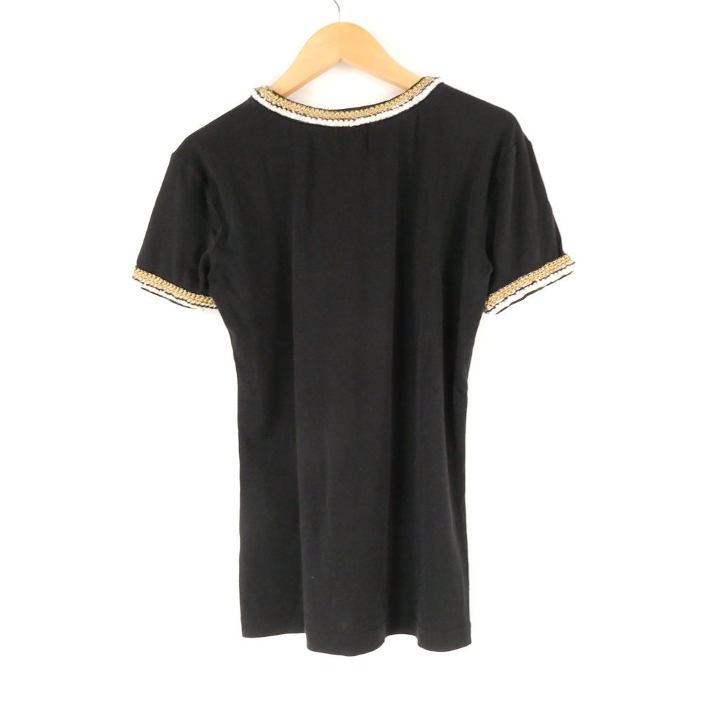 CHANEL シャネル ツイードネックTシャツ 34 コットン100％ 半袖 トップス レディース