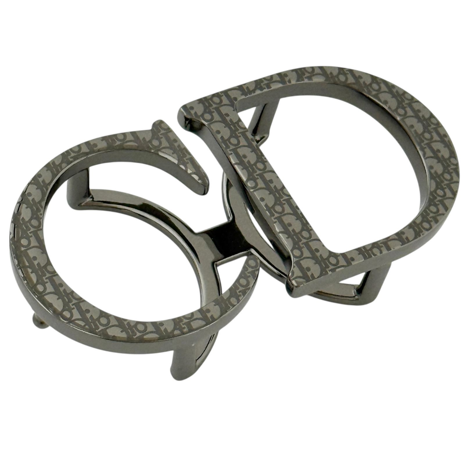 ディオール メンズ CD ベルト バックル 35 mm ガンメタル色 オブリーク