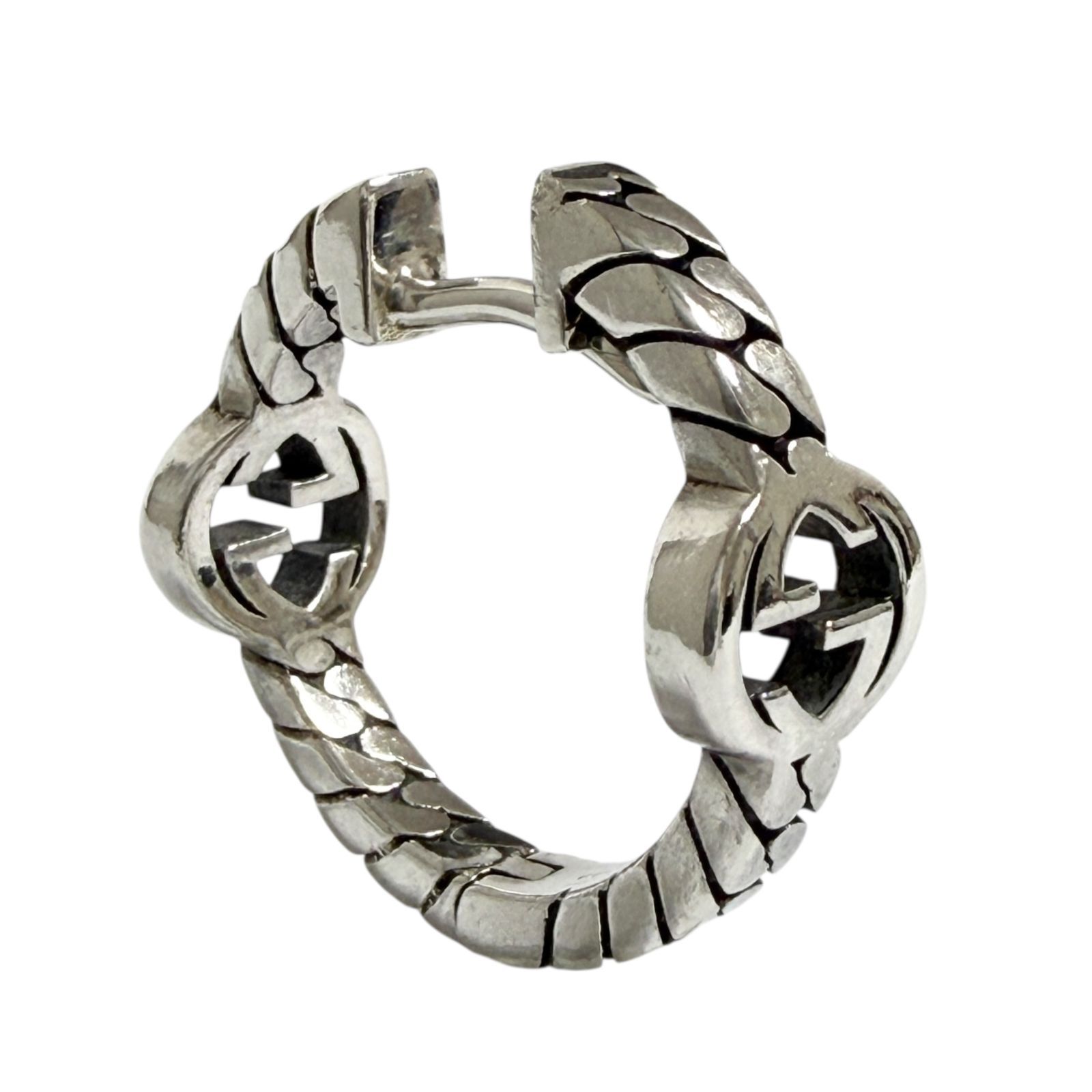 グッチ メンズ レディース 片耳 ピアス インターロッキング フープ 1個のみ