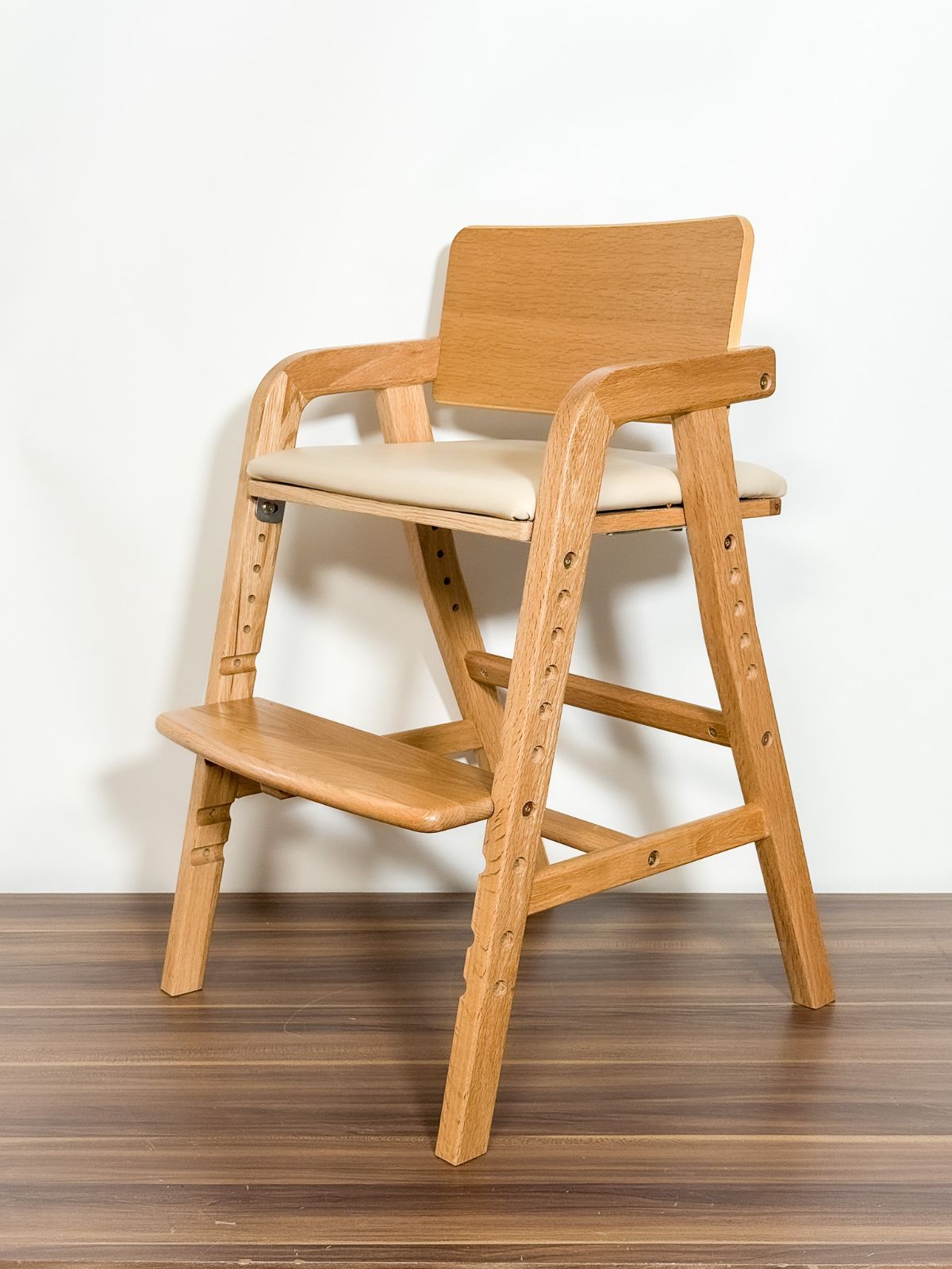 キトコ キッズダイニングチェア NA×アイボリー 高さ調整可