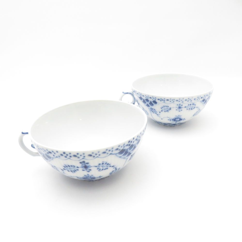 ROYAL COPENHAGEN ロイヤルコペンハーゲン ブルーフルーテッドフルレース 1130 ティーカップのみ 2点 ペア テーブルウェア SU13268F2
