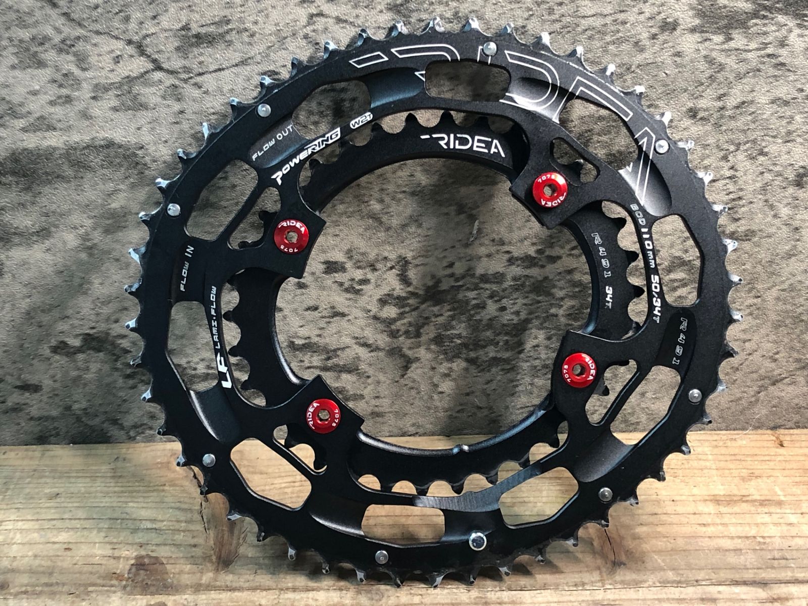 JK959 ライデア RIDEA POWERRING R491 楕円 チェーンリング 50 34T 4H BCD110
