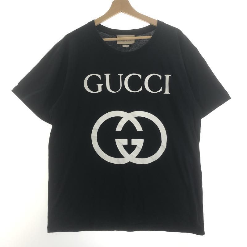 中古】GUCCI インターロッキングG オーバーサイズTシャツ L ブラック