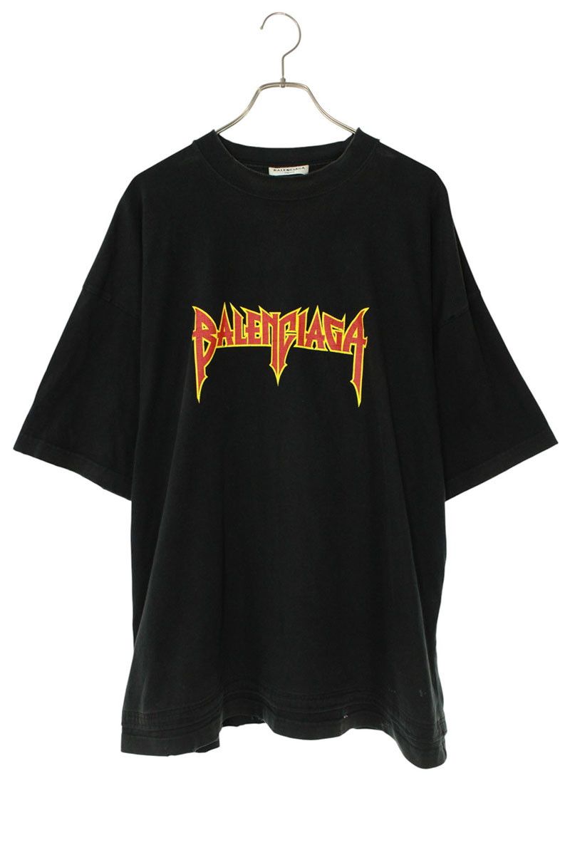 【美品】バレンシアガ　シャツ バレンシアガ 694576 TMV88 メタルロゴペンキクラッシュ加工Tシャツ