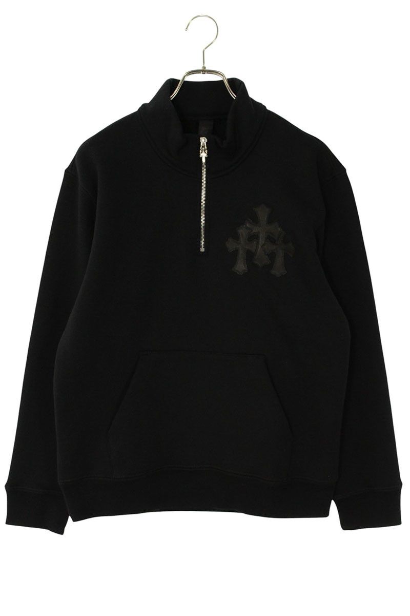 クロムハーツ Y NOT 1 2 ZP PLVR GYN U PAPER JAM クロスパッチハーフジップスウェット メンズ S